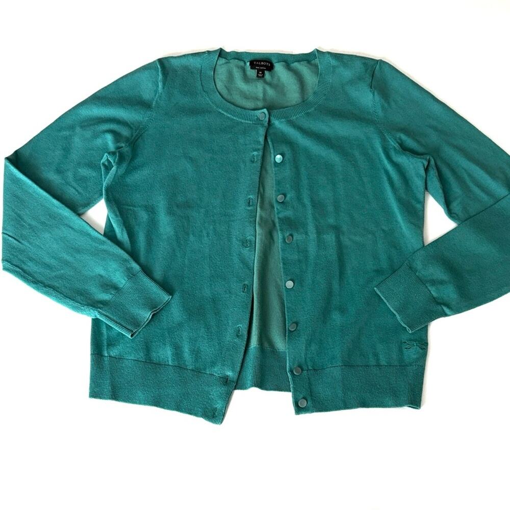 Talbots Women's Cardigan Sweater Open Front, Pockets, Size M